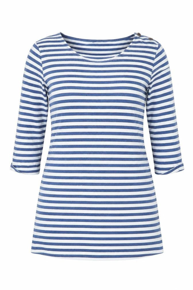 FatFace Women's Blue Striped 3/4 Sleeve T-Shirt Size 10