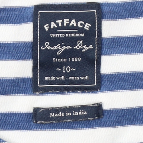 FatFace Women's Blue Striped 3/4 Sleeve T-Shirt Size 10