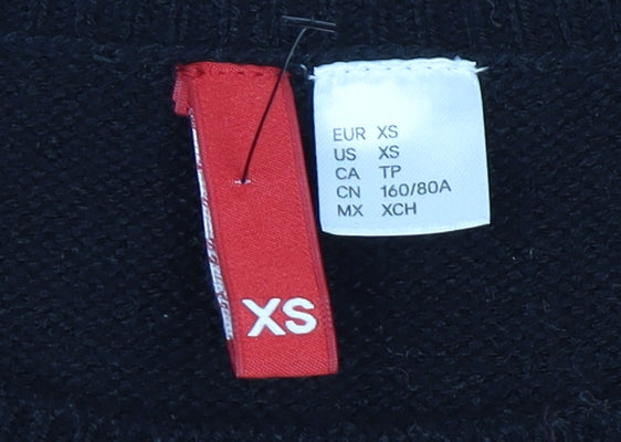 Women's Black Fox Animal Print Pullover Jumper XS