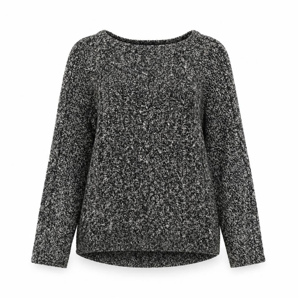 Front view of BASIC Women's Black M Cable-Knit Jumper