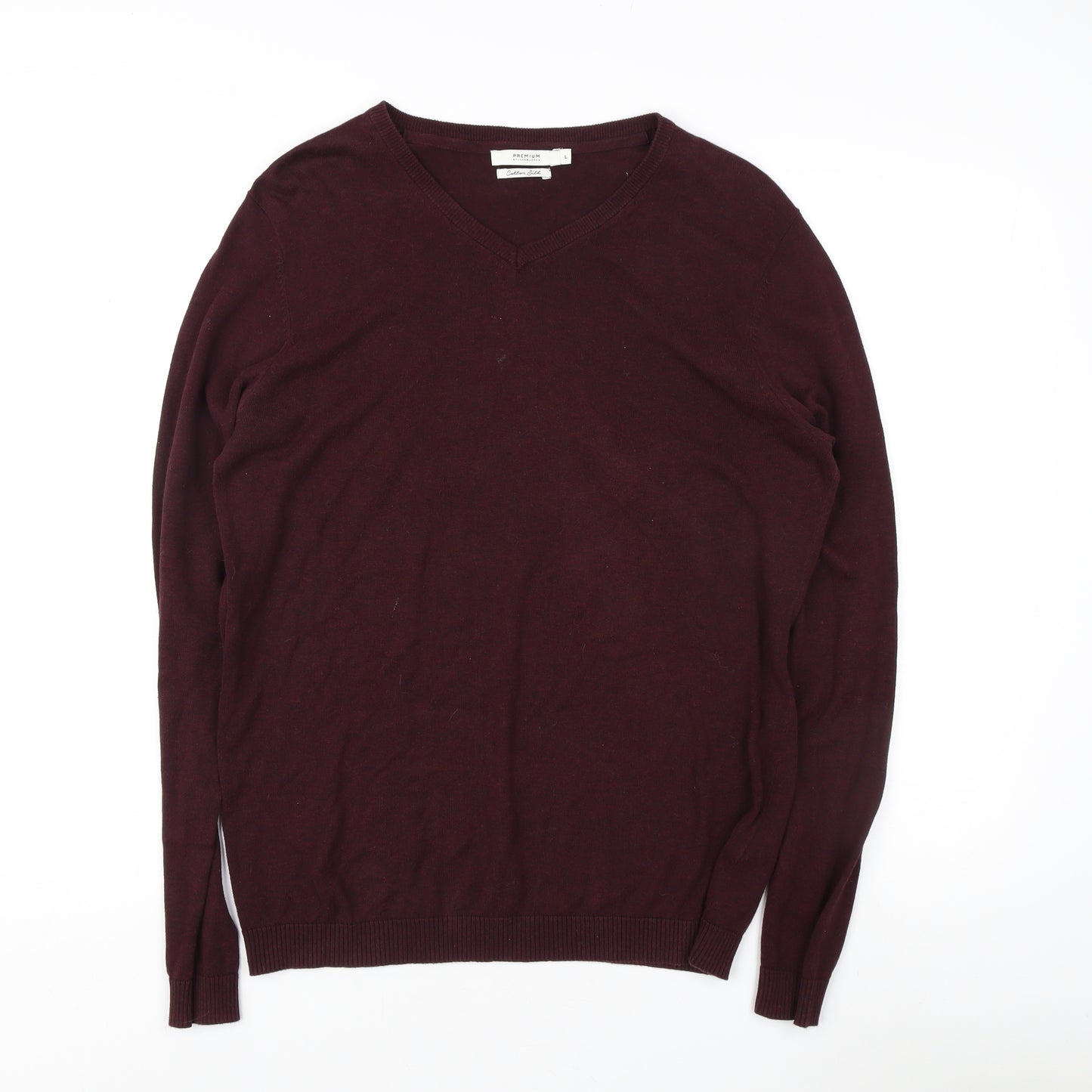 Jack & Jones Men's Red V-Neck Pullover Jumper L