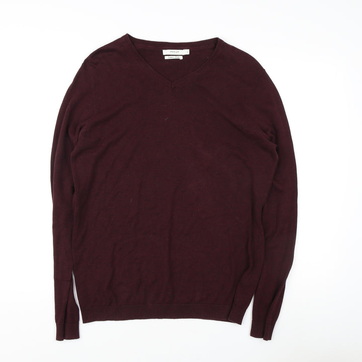 Jack & Jones Men's Red V-Neck Pullover Jumper L