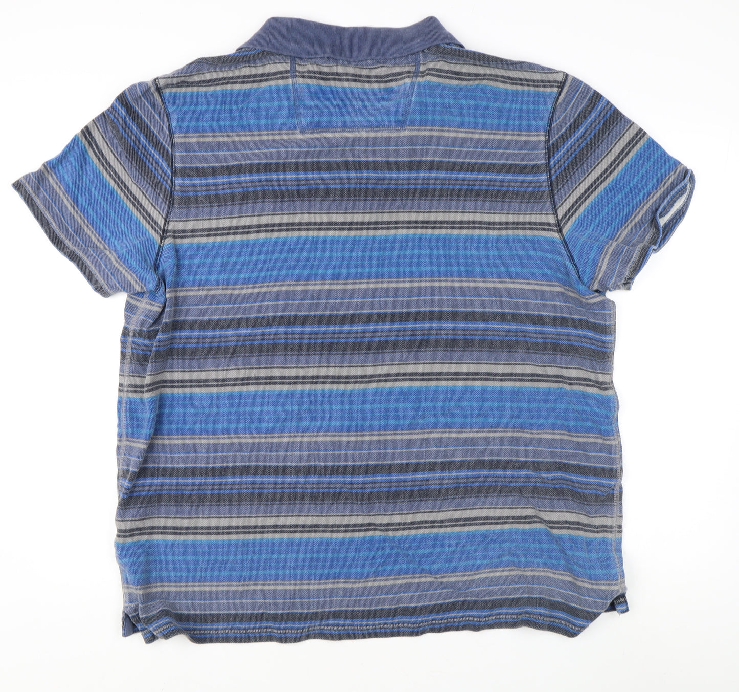 Mantaray Men's Blue XL Striped Polo Shirt - Cotton, Casual