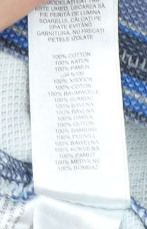 Mantaray Men's Blue XL Striped Polo Shirt - Cotton, Casual