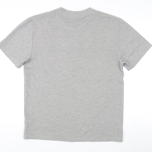 Zara Men's Grey Check T-Shirt Size L Crew Neck