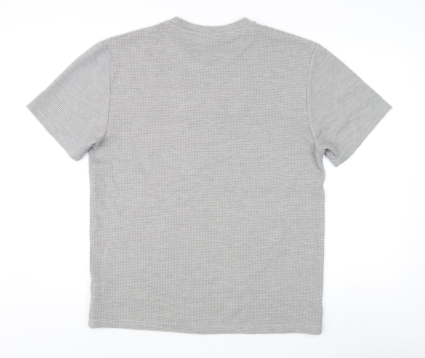 Zara Men's Grey Check T-Shirt Size L Crew Neck