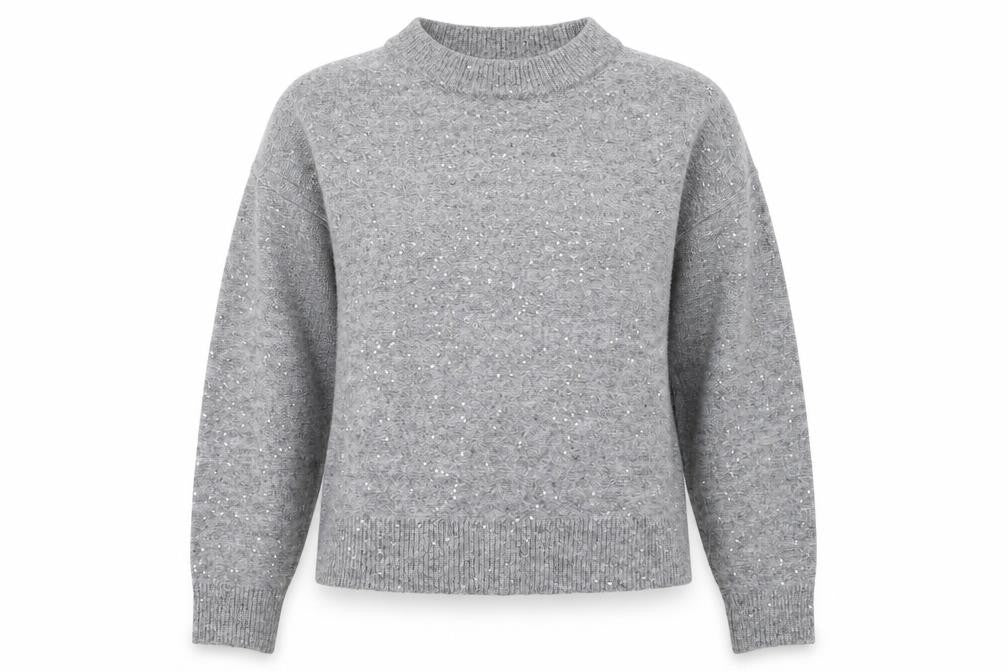 Front view of H&M Women's Grey Sequin jumper XS