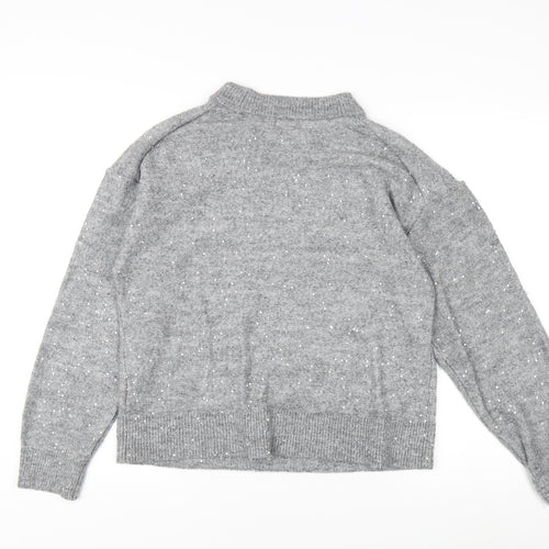 H&M Women's Grey Sequin Pullover Jumper XS
