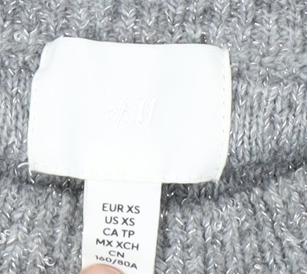 H&M Women's Grey Sequin Pullover Jumper XS