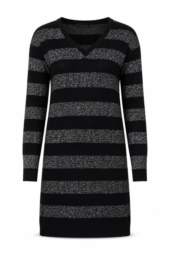 Front view of West One Women's Black Striped jumper, size 12