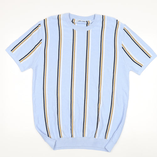 Next Men's XL Blue Striped Cotton Pullover Jumper
