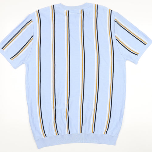 Next Men's XL Blue Striped Cotton Pullover Jumper