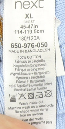 Next Men's XL Blue Striped Cotton Pullover Jumper