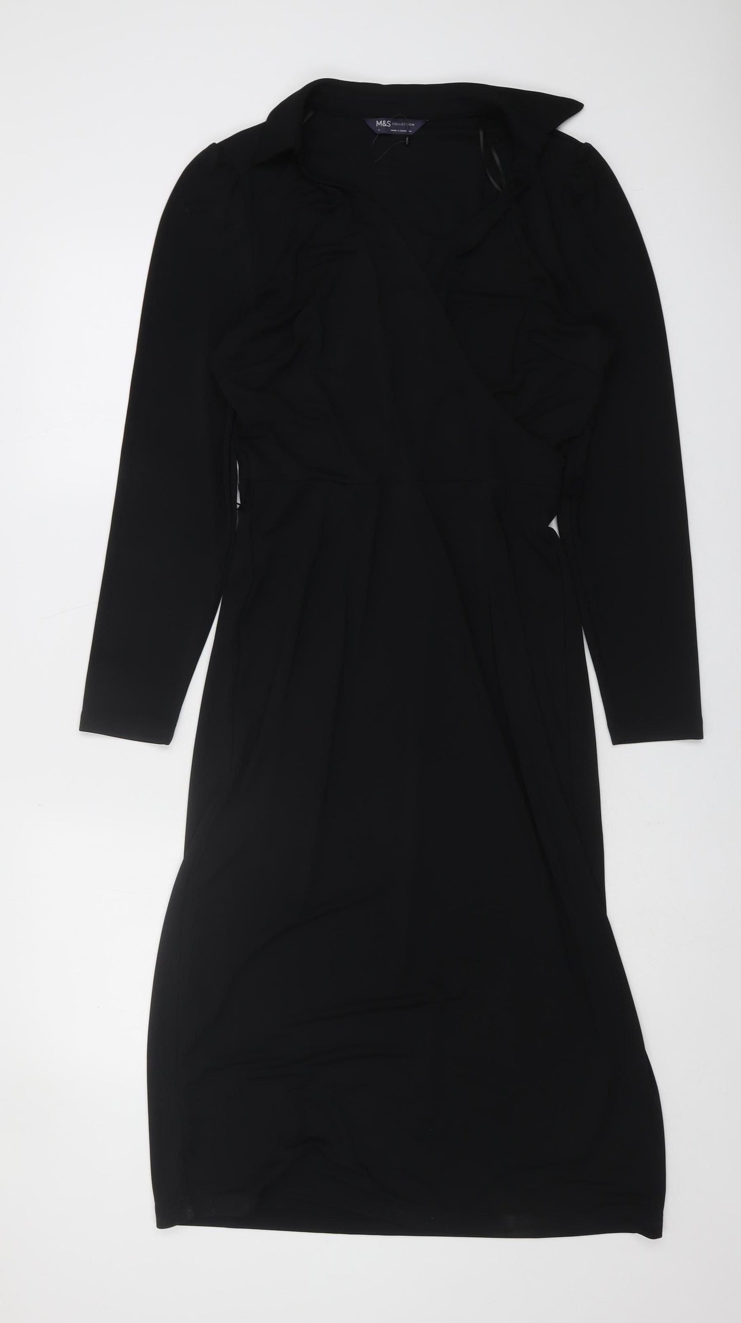 Marks & Spencer Women's Black Long Sleeve Dress Size 8