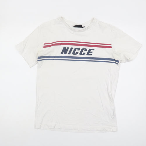 Nicce Men's White Graphic Print T-Shirt - Small