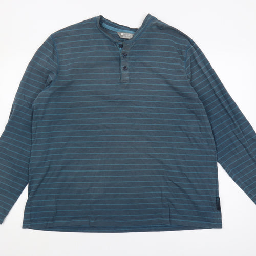 Mountain Warehouse Men's Blue 3XL Striped Henley T-Shirt