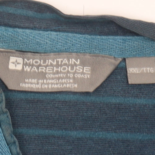 Mountain Warehouse Men's Blue 3XL Striped Henley T-Shirt