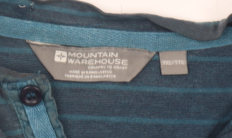 Mountain Warehouse Men's Blue 3XL Striped Henley T-Shirt