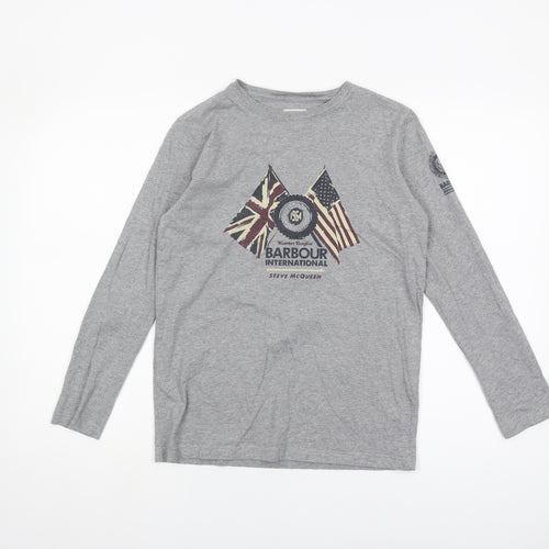 Barbour Boys Grey Long Sleeve T-Shirt XL, Casual Graphic Print