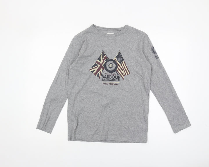 Barbour Boys Grey Long Sleeve T-Shirt XL, Casual Graphic Print
