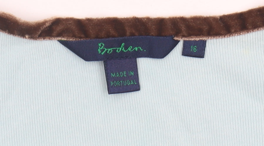 Boden Women's Blue V-Neck Long Sleeve Top - Size 16