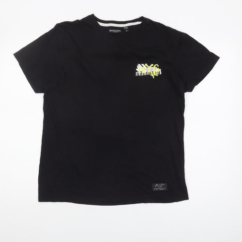 Brave Soul Men's Black Graphic Print T-Shirt - L