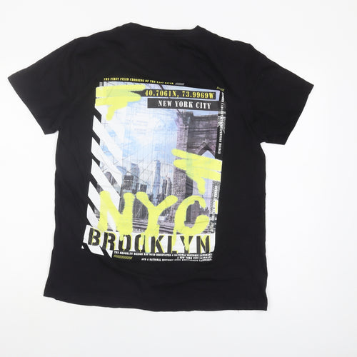 Brave Soul Men's Black Graphic Print T-Shirt - L