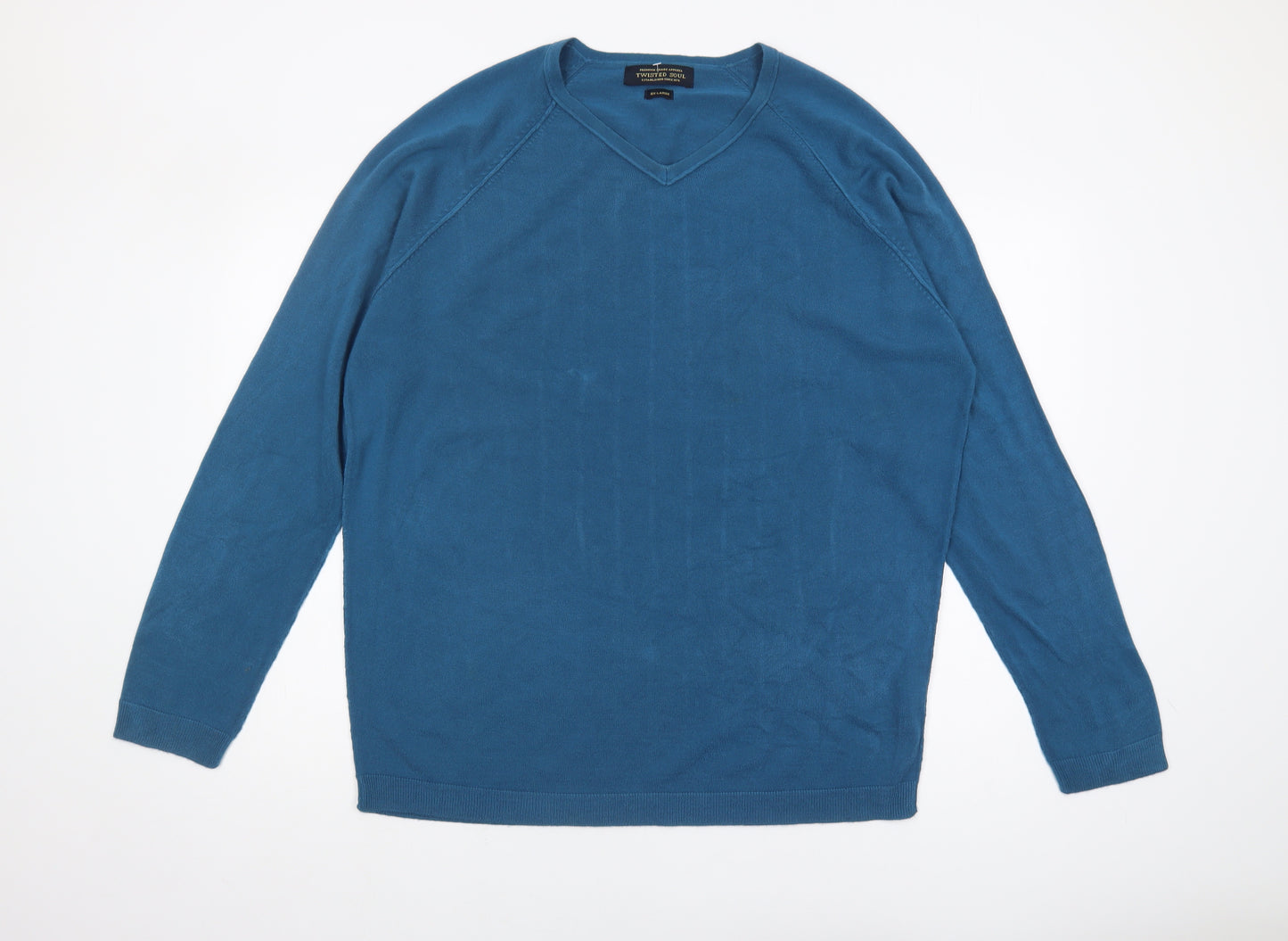 Twisted Soul Men's Blue 2XL Pullover V-Neck Jumper