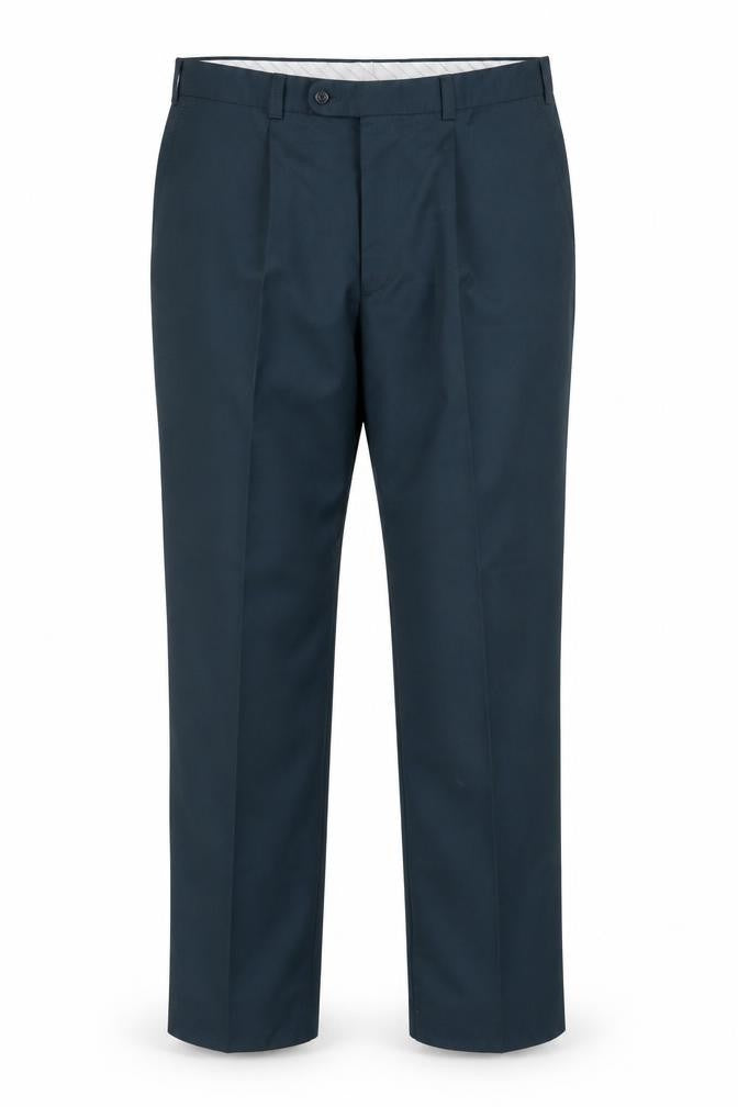 Front view of Oakman Men's Green L Trousers Pleated Front