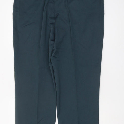 Oakman Men's Green L Trousers Pleated Front