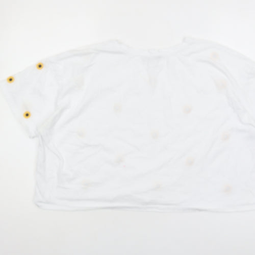 New Look Women's White Floral Cropped T-Shirt Size 22
