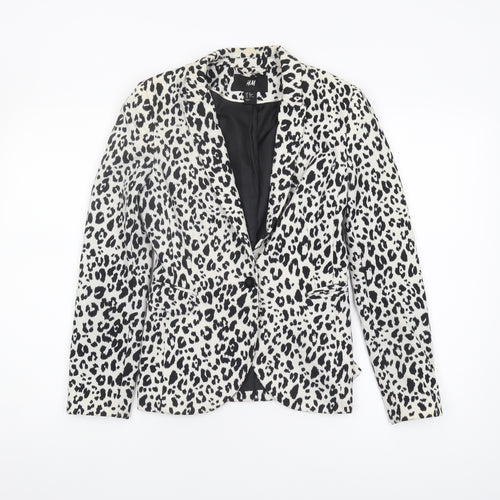 H&M Women's Black Animal Print Blazer Size 6