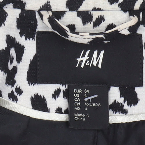 H&M Women's Black Animal Print Blazer Size 6