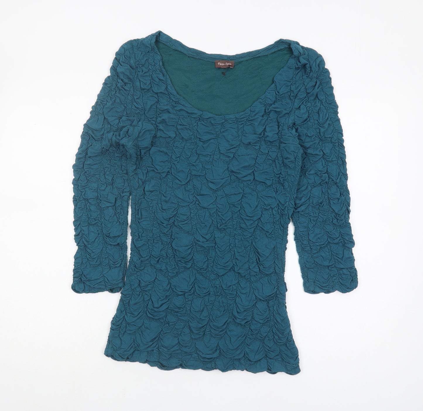 Phase Eight Women's 3/4 Sleeve Blue Scoop Neck Top Size 16