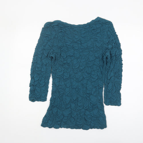 Phase Eight Women's 3/4 Sleeve Blue Scoop Neck Top Size 16