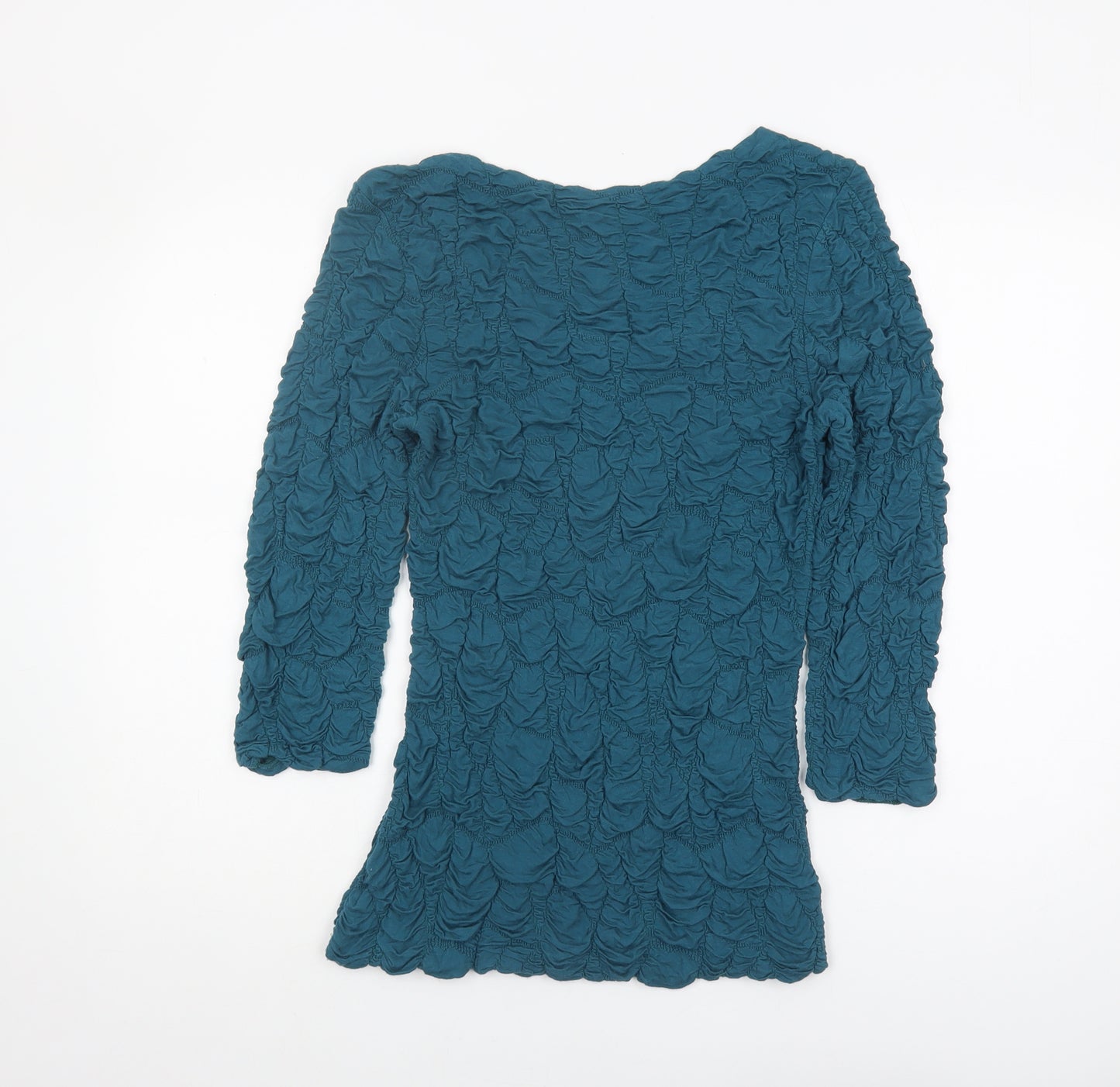 Phase Eight Women's 3/4 Sleeve Blue Scoop Neck Top Size 16