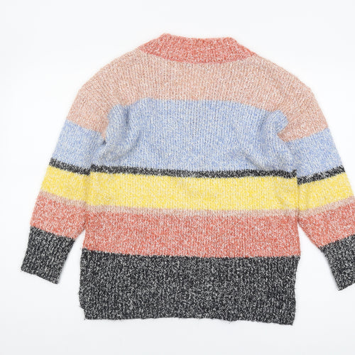 Marks and Spencer Women's Multicoloured V-Neck Striped Pullover - S