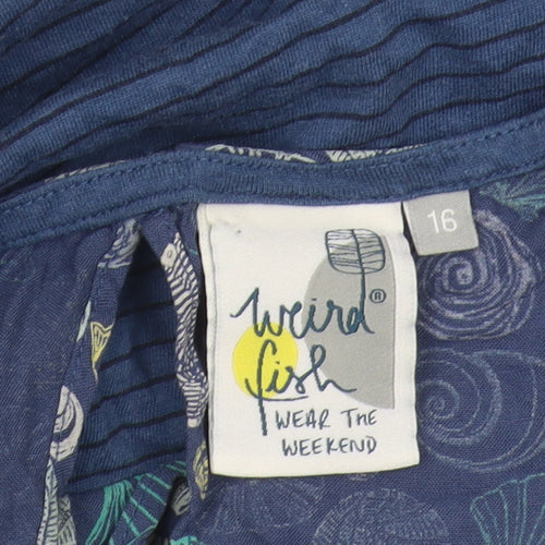 Weird Fish Women's Blue Striped Tank Top Size 16
