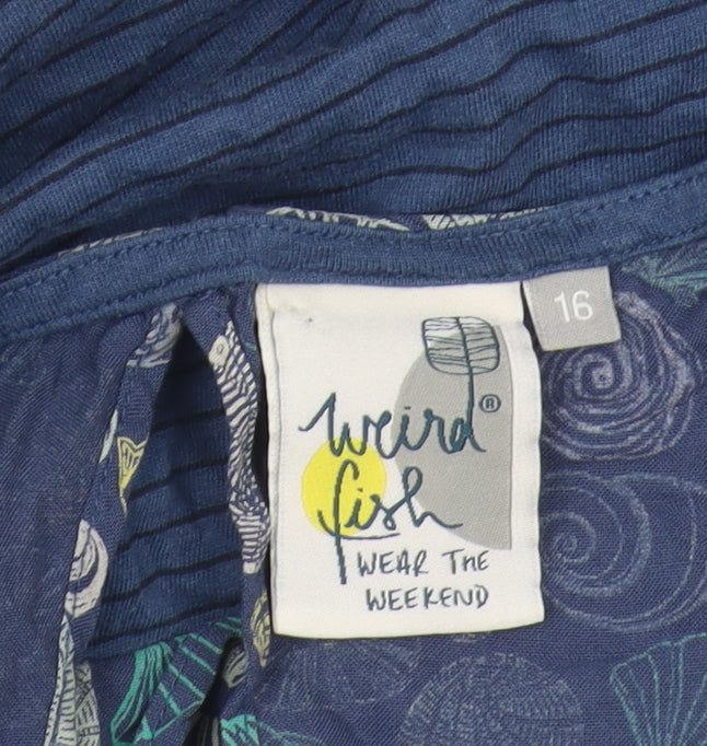 Weird Fish Women's Blue Striped Tank Top Size 16