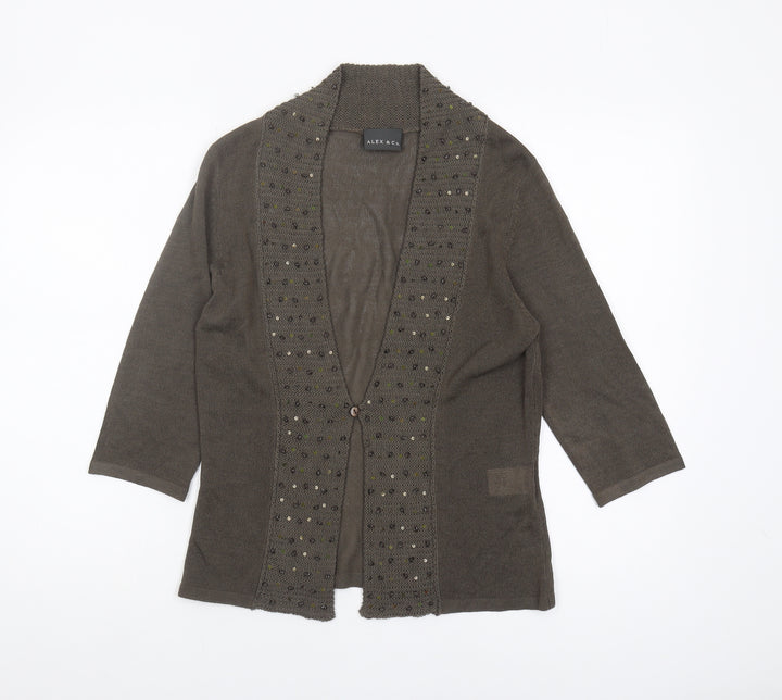Alex & Co. Women's Brown Cardigan, Size 10, Sequin Accent