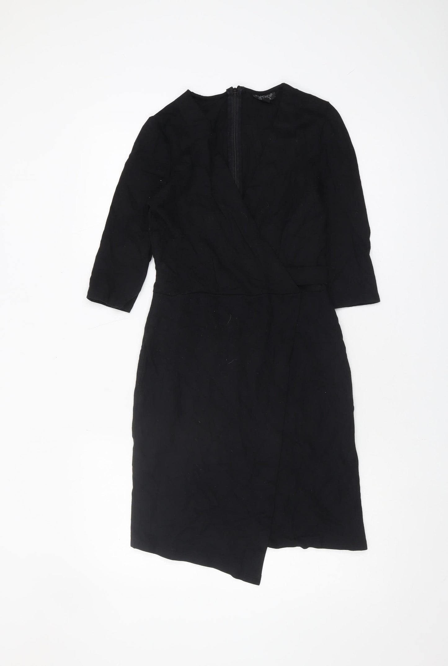 Topshop Women's Black Wrap Dress Size 10