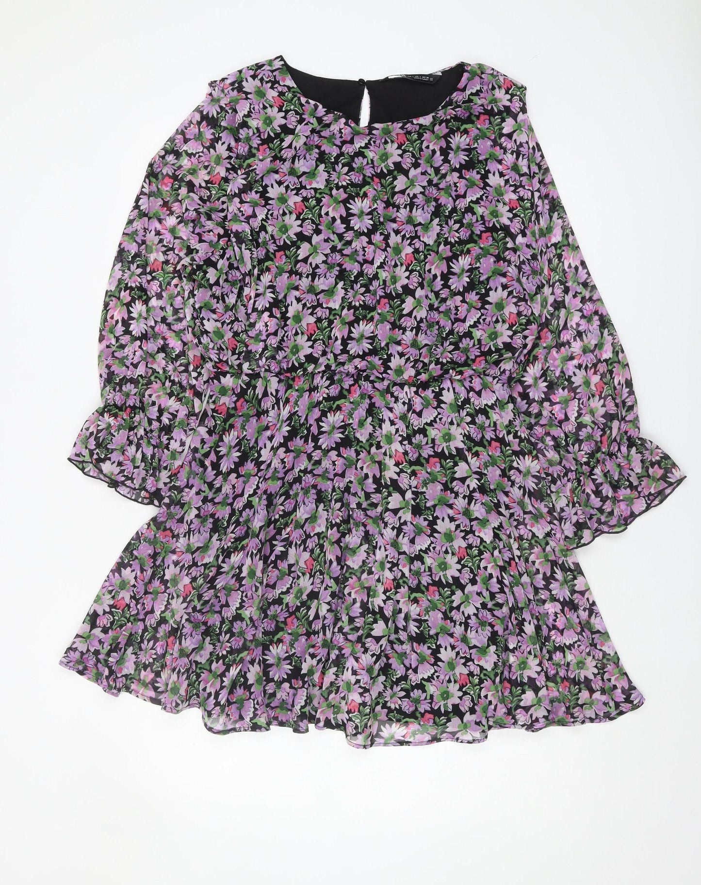 Zara Women's Multicoloured Floral Dress Size 12