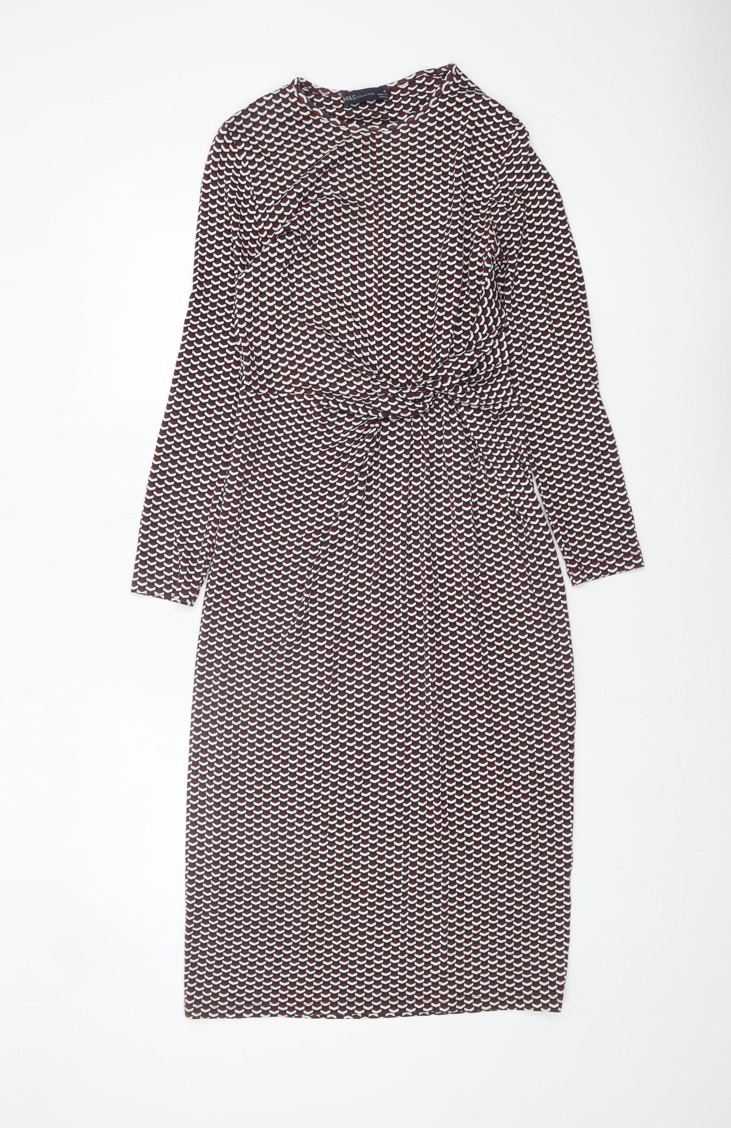 Marks and Spencer Women's Multicoloured Midi Sheath Dress Size 8