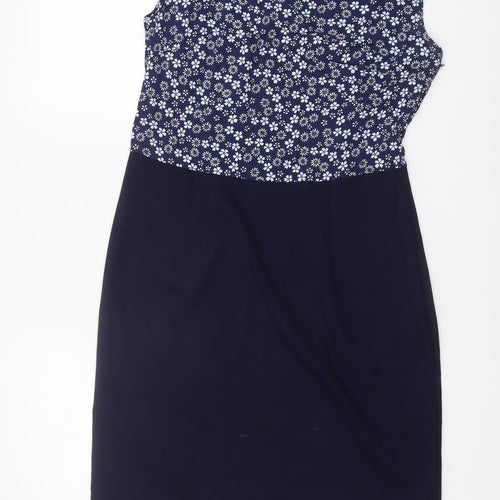 Laura Ashley Women's Blue Floral Shift Dress Size 12