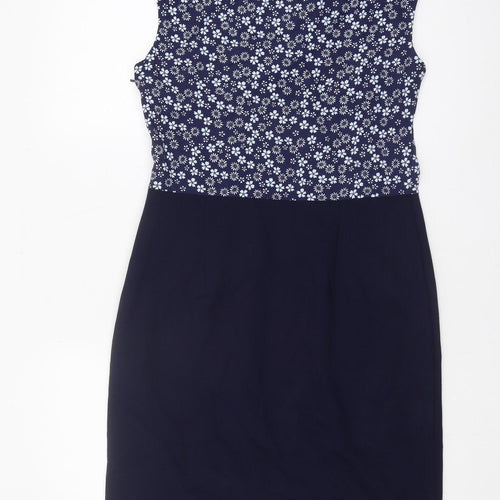 Laura Ashley Women's Blue Floral Shift Dress Size 12