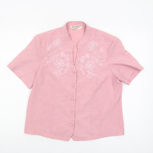 Honor Millburn Women's Pink Embroidered Blouse Size 12