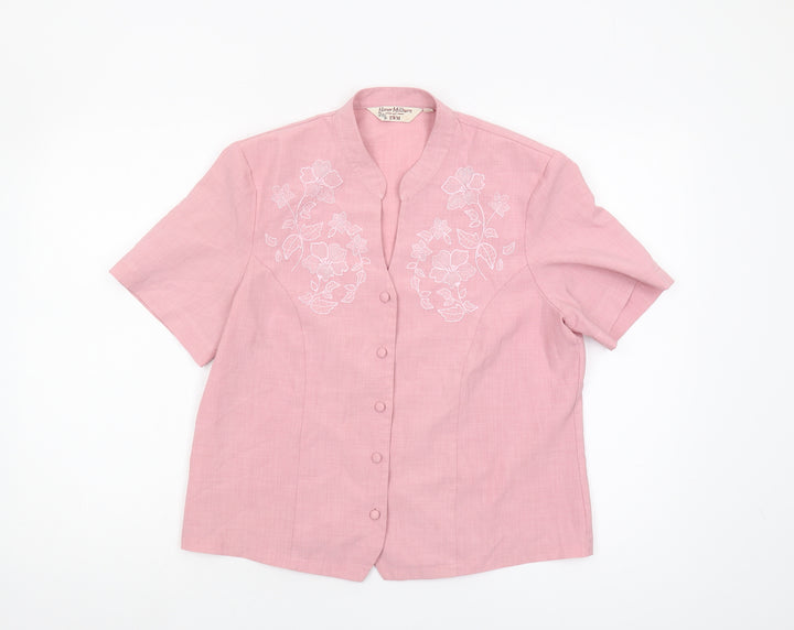 Honor Millburn Women's Pink Embroidered Blouse Size 12