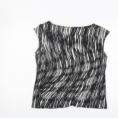 Wallis Women's Black Beaded Animal Print Blouse Size 16
