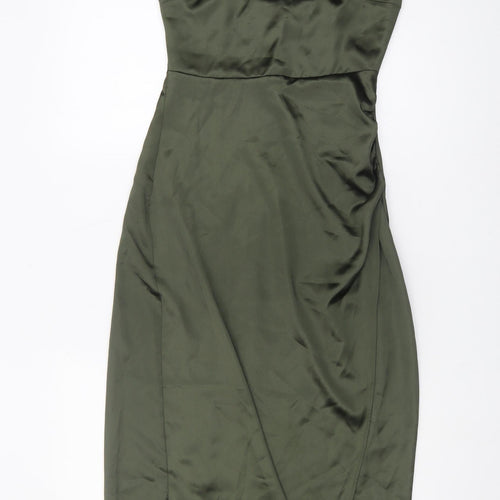Zara Green Slip Dress - Women’s S, Satin Sleeveless