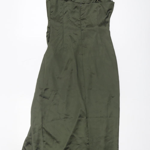 Zara Green Slip Dress - Women’s S, Satin Sleeveless